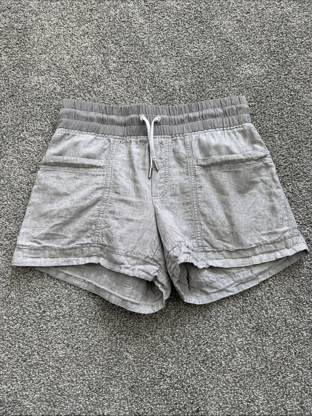 Athleta Light Gray Drawstring Athletic Shorts